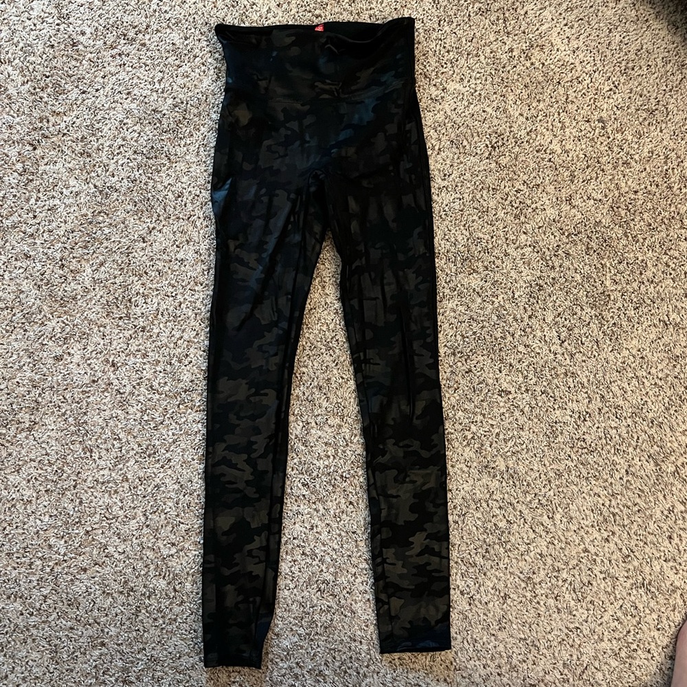 Spanx Faux Leather Camo Leggings